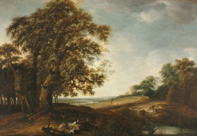 Nukkuvat talonpojat lähellä Fieldsiä Vertaus rikkakasveista, 1650-1653. tekijältä Simon de Vlieger