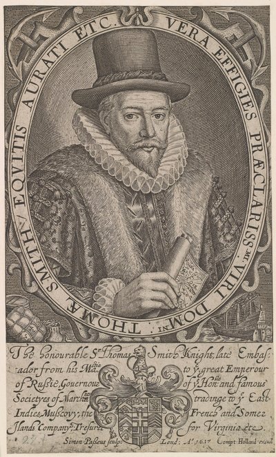 Sir Thomas Smith, Itä-Intian yhtiön ensimmäinen kuvernööri, Venäjän-suurlähettiläs 1604-1605, 1617. tekijältä Simon van de Passe