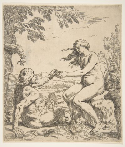 Aadam ja Eeva, n. 1639. tekijältä Simone Cantarini