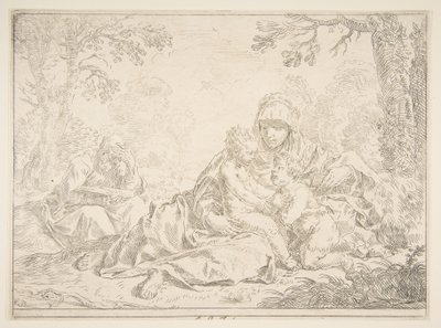 Pyhä perhe Pyhän Johannes Kastajan kanssa, n. 1637-1640. tekijältä Simone Cantarini
