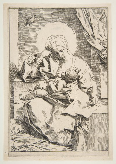 Madonna ja lapsi linnun kanssa, n. 1635-1636. tekijältä Simone Cantarini