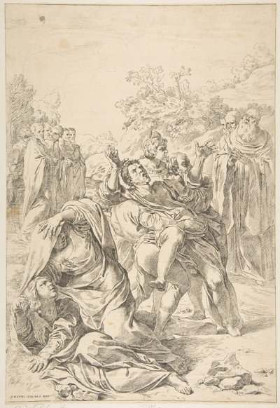 Pyhä Benedictus karkottaa demonia, n. 1637-1639. tekijältä Simone Cantarini