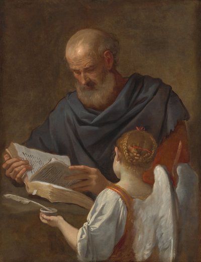 Pyhä Matteus ja enkeli, n. 16451648. tekijältä Simone Cantarini