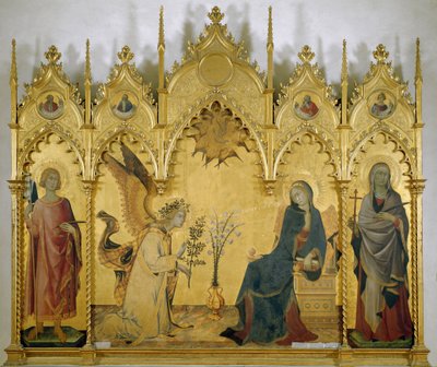 Annunciation (Saint Judith ja Saint Ansano kanssa) - Tempera puulla tekijältä Simone Martini