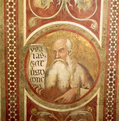 Maesta: Isaiah, yksityiskohta kehyksestä tekijältä Simone Martini