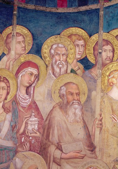 Maesta, yksityiskohta pyhimyksistä, fresko vuodelta 1315 tekijältä Simone Martini