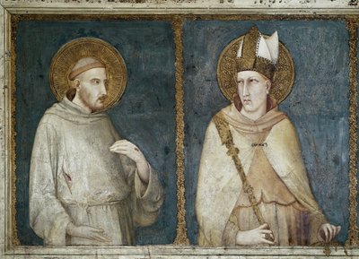 Pyhä Franciscus Assisilainen ja St Louis Toulouse (Louis Anjoulainen tekijältä Simone Martini