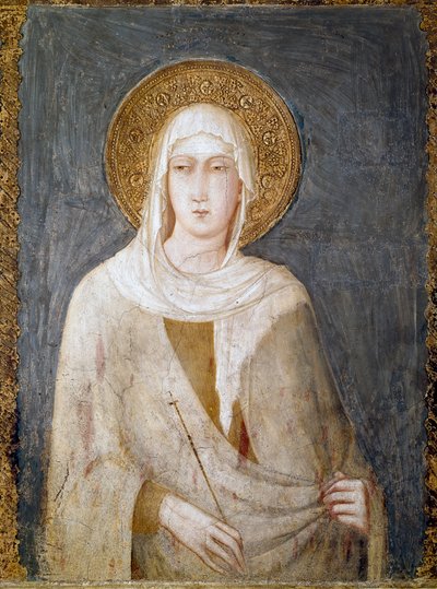 Pyhä Margarita Antiokialainen (aiemmin St. Clair) Fresko Simone Martini Dim. 120 cm. Noin 1322. Assisi (Assisi), alempi basilika San Francesco (Saint Francois), oikea poikki. Italia ©Luisa Ricciarini/Leemage tekijältä Simone Martini