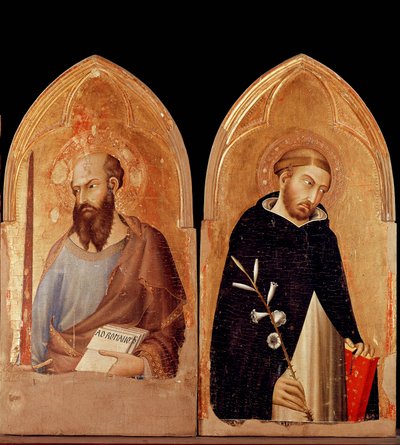 Pyhä Paavali ja Pyhä Dominic. Orvieton polyyptyykki (tempera ja kulta paneelissa tekijältä Simone Martini