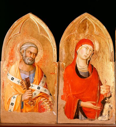 Pyhä Pietari ja Pyhä Maria Magdaleena. Orvieton polyyptyykki (tempera ja kulta paneelissa tekijältä Simone Martini
