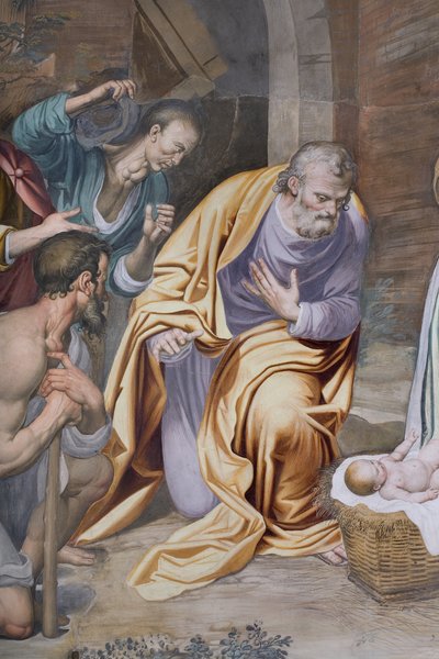 Paimenten palvonta, 1578-82 (yksityiskohta numerosta 3497111) tekijältä Simone Veneziano Peterzano