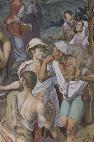 Paimenten palvonta, 1578-82 (yksityiskohta numerosta 3497111) tekijältä Simone Veneziano Peterzano