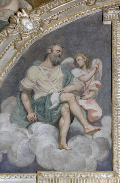Pyhä Matteus ja enkeli, Lunette, presbyteeri, 1578-82. tekijältä Simone Veneziano Peterzano