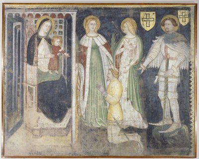 Madonna ja lapsi Pyhän Katariinan, Pyhän Ursulan, Pyhän Yrjön ja suojelijan, Theodoric of Churin kanssa tekijältä Simone da Corbetta
