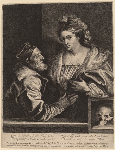 Titian ja hänen rakastajatar tekijältä Sir Anthony van Dyck and Lucas Emil Vorsterman after Titian