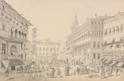 30 näkymän albumi Tirolissa ja Italiassa: Bolognan aukio, katedraali ja paavin legaatin palatsi 12.11.1840 tekijältä Sir Charles D