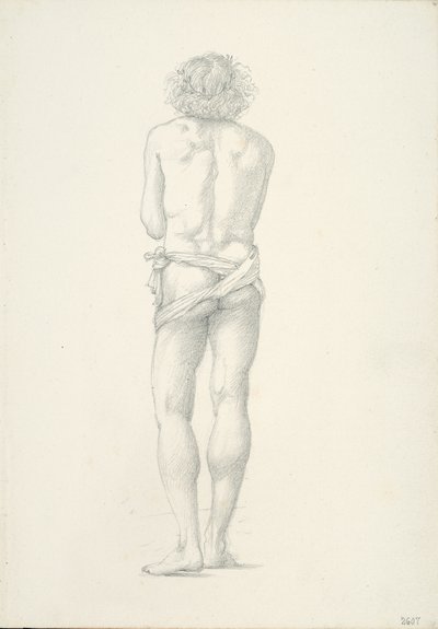 Takanäkymä seisovasta alaston miehestä tekijältä Sir Edward Burne Jones