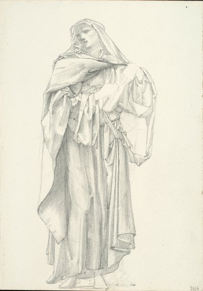 Draped miesfiguuri (luonnoskirja #2614) tekijältä Sir Edward Burne Jones