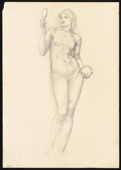 Alaston naishahmo peilillä oikealla kädellä tekijältä Sir Edward Burne Jones