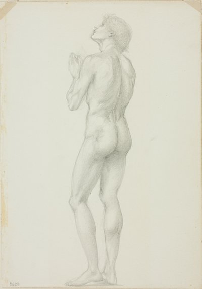 Seisova mies alaston kädet ristissä rukouksessa tekijältä Sir Edward Burne Jones