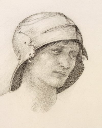 Nainen hatussa, yksityiskohta luonnosvihkosta, 1880-luku. tekijältä Sir Edward Burne Jones