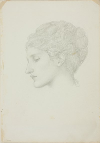 Naisen pää profiilissa vasemmalle tekijältä Sir Edward Burne Jones