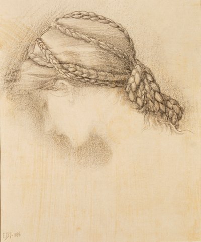 Naisen pää, yksityiskohta luonnoskirjasta, 1886. tekijältä Sir Edward Burne Jones