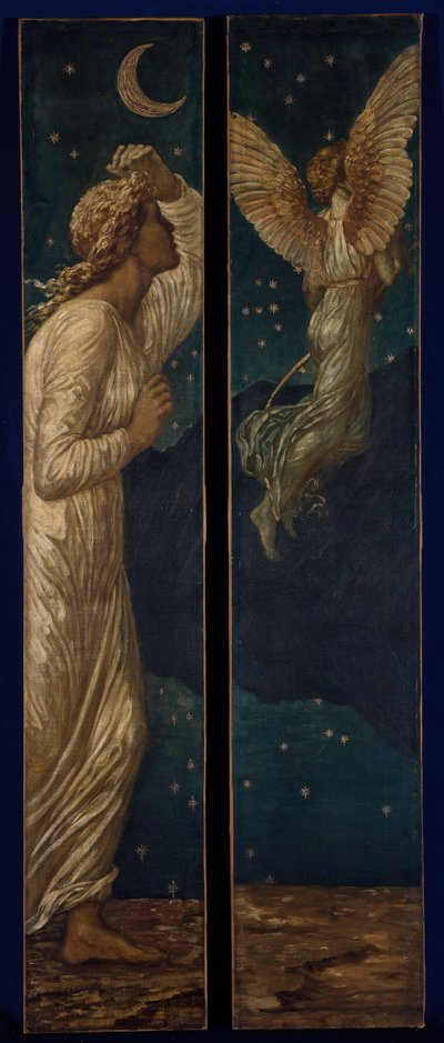 Cupido e Psique - Murais Verdes do Palácio - Cupido voando para longe de Psique, 1881. finlandês tekijältä Sir Edward Coley Burne Jones
