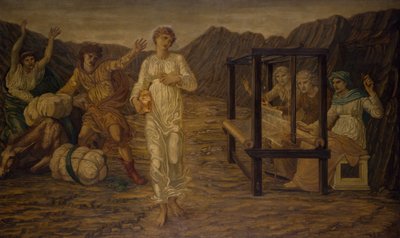 Cupid and Psyche - Palatsin vihreät seinämaalaukset - Psyyke, jonka on asettanut Venus the Task, 1881. tekijältä Sir Edward Coley Burne Jones