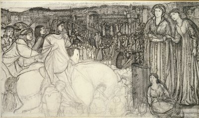 Gualdrada Donati esittelemässä tyttärensä Buondelmentelle, 1850-luku tekijältä Sir Edward Coley Burne Jones