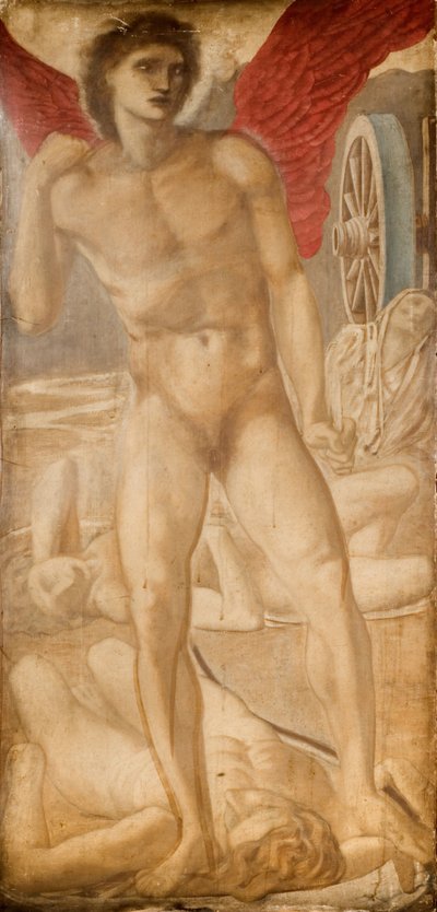 Troijan triptyykki - Study for Love, joka kukistaa unohduksen, 1875. tekijältä Sir Edward Coley Burne Jones