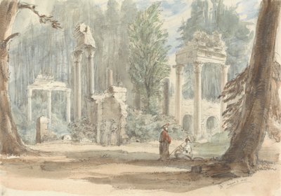 Leptis Magnan rauniot ilmestyessään Virginia Waterin kuninkaalliseen puistoon tekijältä Sir George Hayter