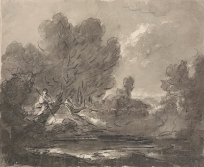 Kuva puussa lähellä lampia tekijältä Sir George Howland Beaumont seventh Baronet