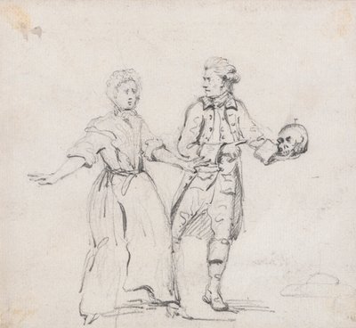 Kaksi hahmoa, joissa on pääkallo tekijältä Sir George Howland Beaumont seventh Baronet