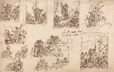Moses and the Brazen Serpent - Suunnittelu Dunsterin linnan kappelille tekijältä Sir James Thornhill