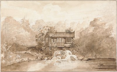 Design for the Hermitage, Virginia Water (kynä ja ruskea muste grafiitin päällä, pesu paperille) tekijältä Sir Jeffry Wyatville
