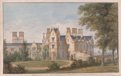Lilleshall, Shropshire: Näkymä pohjoisesta sisäänkäynnistä ja länsirintamasta tekijältä Sir Jeffry Wyatville
