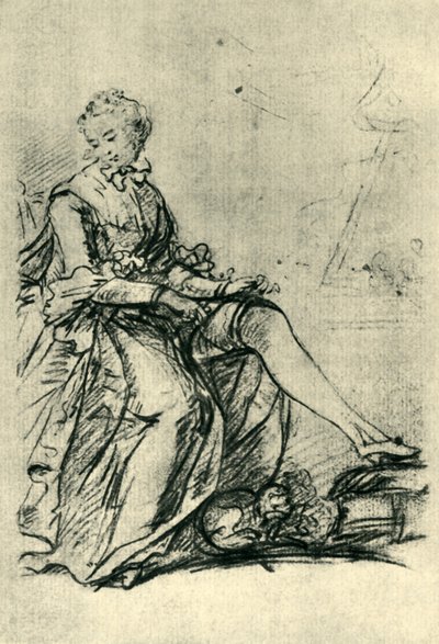 Nainen pukee sukkiaan, 1700-luvun puoliväli, loppu, 1943. tekijältä Joshua Reynolds