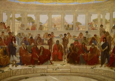 Yleisö Ateenassa Aischyloksen Agamemnonin [esityksen] aikana, 1884. tekijältä Sir William Blake Richmond