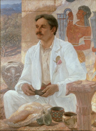 Sir Arthur Evans Knossoksen palatsin raunioiden joukossa, 1907 tekijältä Sir William Blake Richmond
