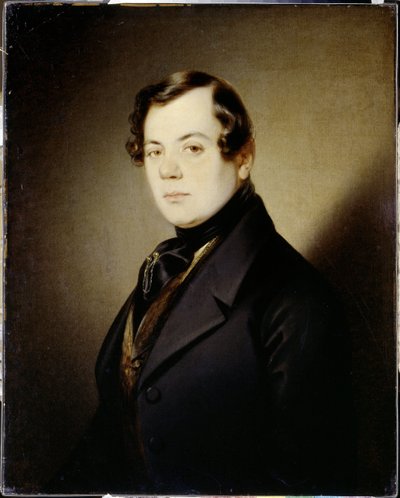 Runoilija Vladimir Grigorjevitš Benediktovin (1807-1873) muotokuva (Runoilija Vladimir G. Benediktovin muotokuva) - Peinture de Sandor Kozina (1808-1873), huile sur toile (67x54 cm), noin 1840 - A. Pushkinin muistomuseo, St. . Pietari (Venäjä) tekijältä Sándor Kozina