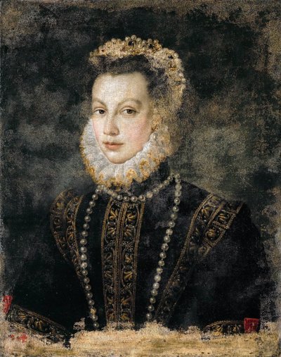 Elisabeth Ranskasta (Isabelle de Valois, Isabel de la Paz) - Elisabeth of Valois (1545-1568), Espanjan kuningatar - Sofonisba Anguissola (n. 1532-1625). Öljy kankaalle, c. 1599. Mitat: 68x54 cm. Taidehistoriallinen museo, Wien tekijältä Sofonisba Anguissola