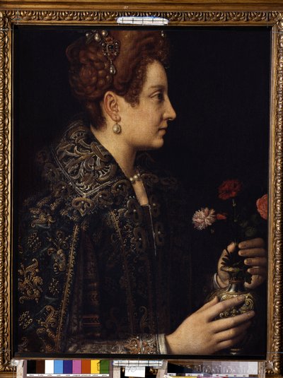 ""Naisen muotokuva profiilissa"" (naisen muotokuva) Sofonisba Anguissolan (noin 1532-1625) maalaus Mitat 68,5x52,5 cm Eremitaaši, Pietari tekijältä Sofonisba Anguissola