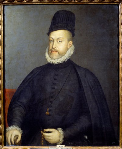 Muotokuva Espanjan kuninkaan Philip II:sta (1527-1598) Sofonisba Anguisciolan tai Anguissiolan (1540-1625) maalaus tekijältä Sofonisba Anguissola