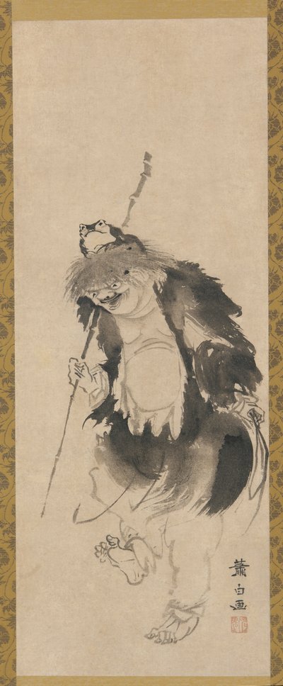 Gama Sennin kiinalainen Hou Xiansheng ja hänen kolmijalkainen rupikonna, Edo-kausi, 1700-luku. tekijältä Soga Shohaku