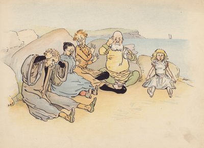 S Rosamond Praegerin kuvitus sarjaan Little Twin Dragons (värilitografia). tekijältä Sophia Rosamond Praeger