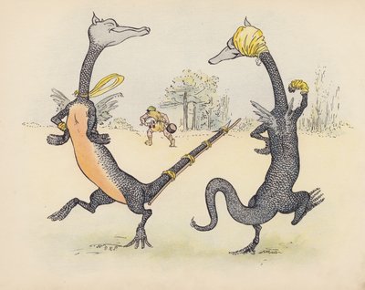 S Rosamond Praegerin kuvitus sarjaan Little Twin Dragons (värilitografia). tekijältä Sophia Rosamond Praeger