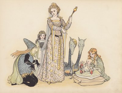 S Rosamond Praegerin kuvitus sarjaan Little Twin Dragons (värilitografia). tekijältä Sophia Rosamond Praeger