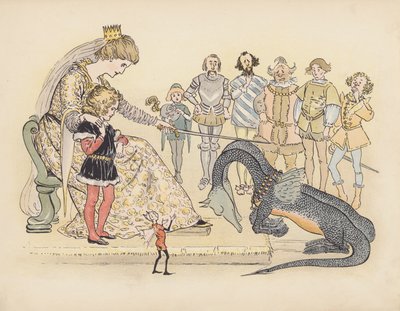 S Rosamond Praegerin kuvitus sarjaan Little Twin Dragons (värilitografia). tekijältä Sophia Rosamond Praeger