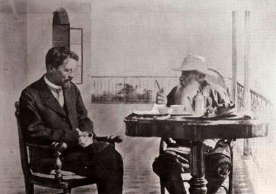 Leo Tolstoi ja Anton Tšehov, venäläiset kirjailijat, 1902 tekijältä Sophia Andreevna Tolstaya